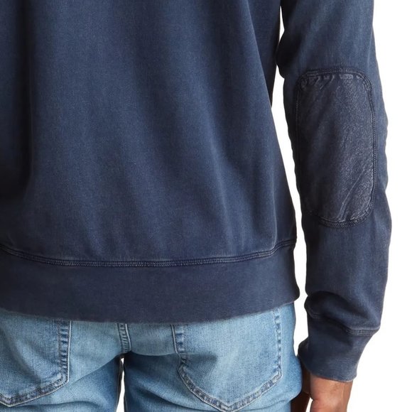 John Varvatos Men's Long Sleeve Darien Peace Sign Crew Sweatshirt Navy - Picture 4 of 5